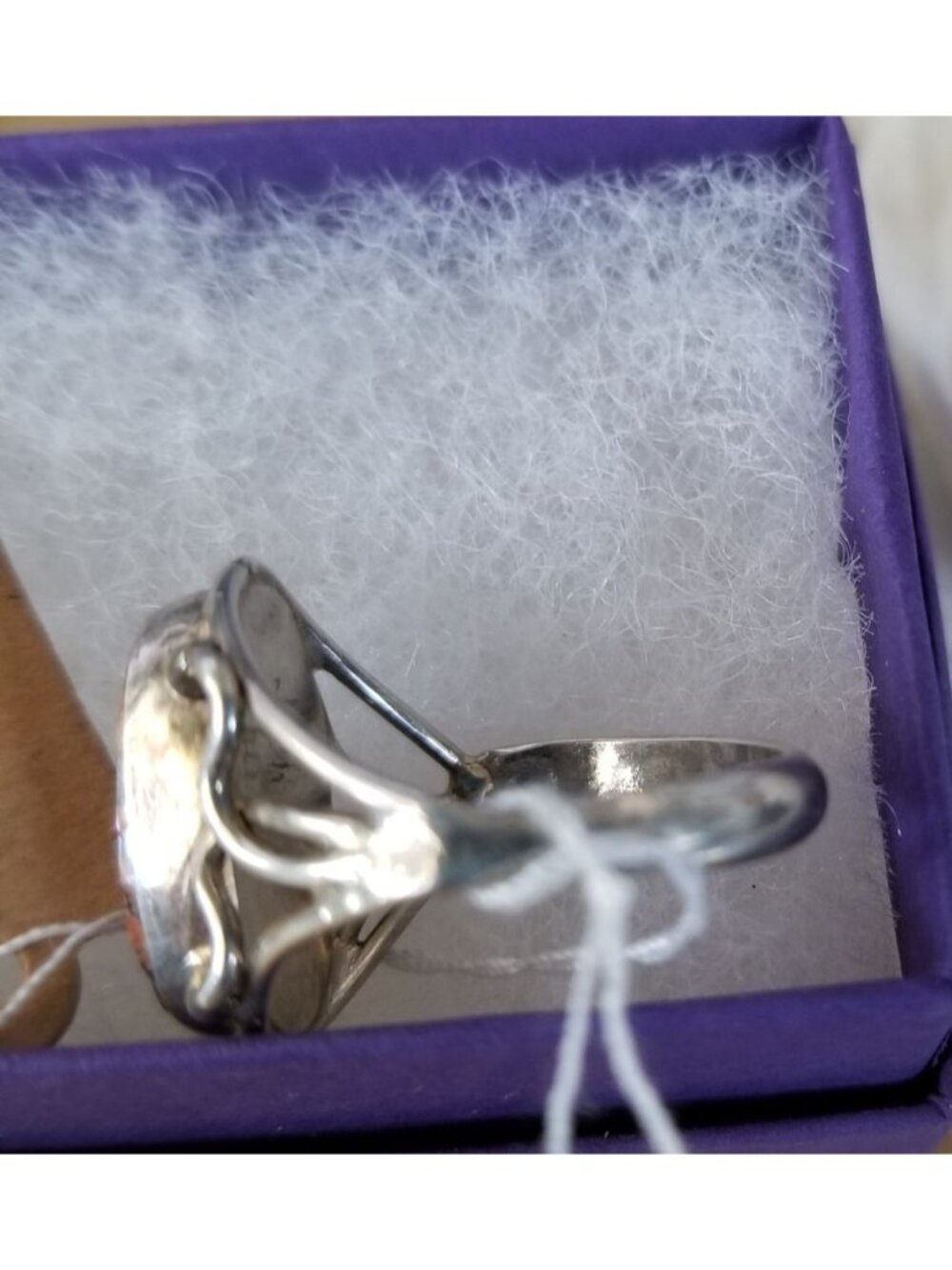 Ring Dinosauer Bone  Open Band  24 ct  4.8 Gr Size 8   15 mm x 10 mm  Harr  925 - Picture 11 of 12